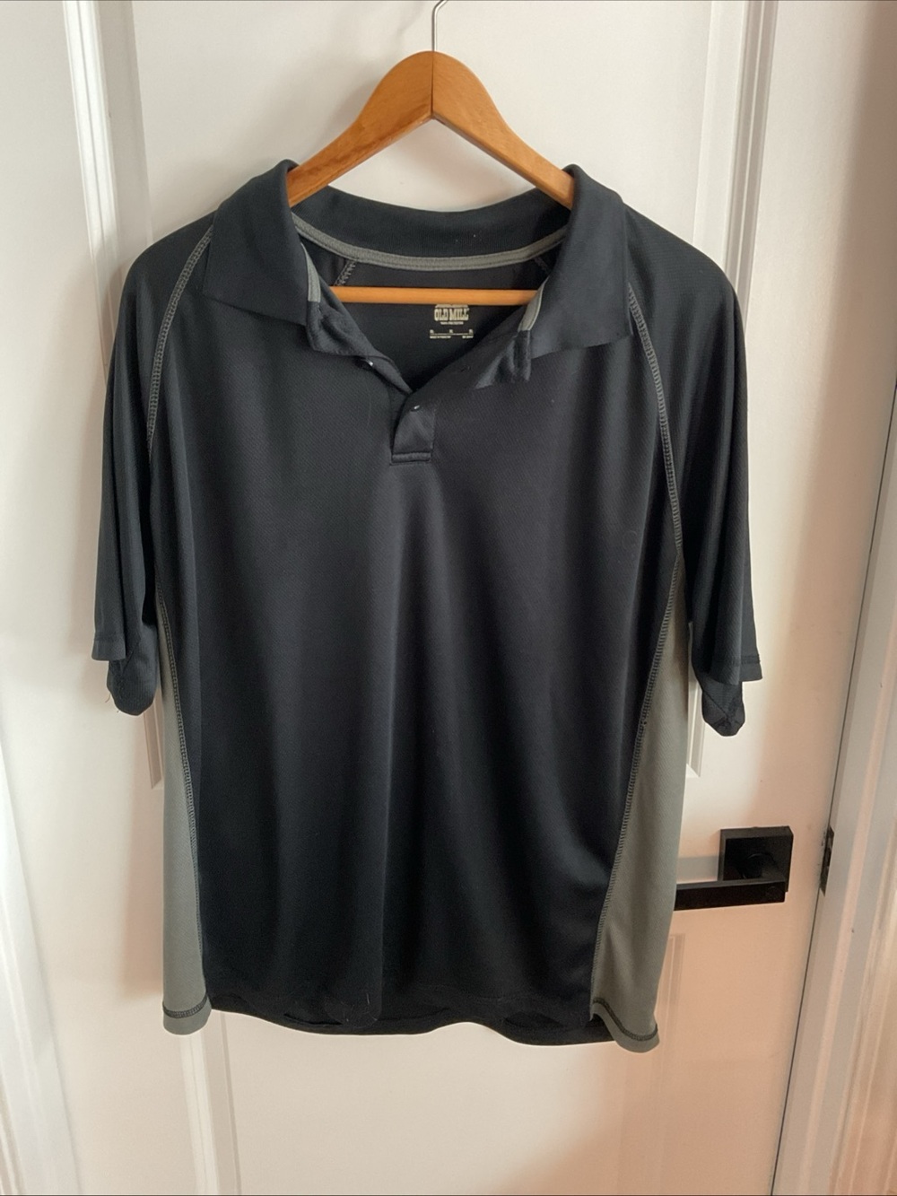 Old Mill - Men's Two-Tone Athletic Polo Shirt - Black & Gray - Size X-Large